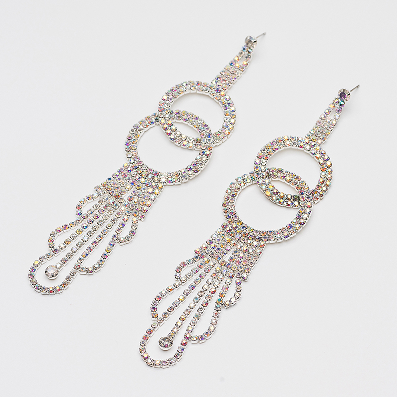 Fashion Multi-color Round Shape Decorated Full Diamond Earrings,Drop Earrings