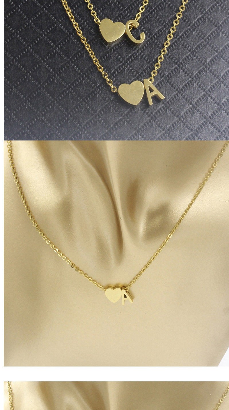 Simple Gold Color Letter L&heart Shape Decorated Necklace,Necklaces