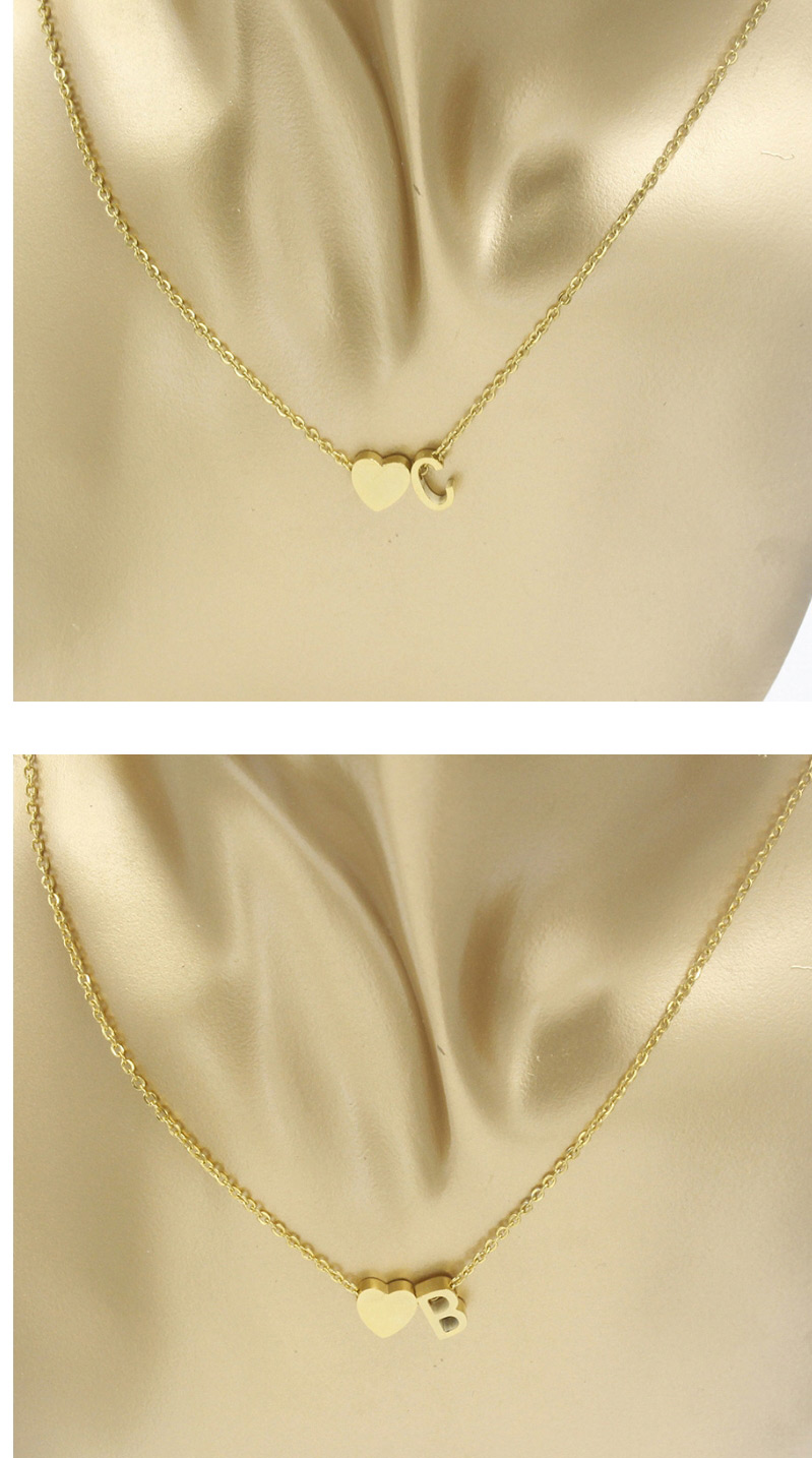 Simple Gold Color Letter I&heart Shape Decorated Necklace,Necklaces