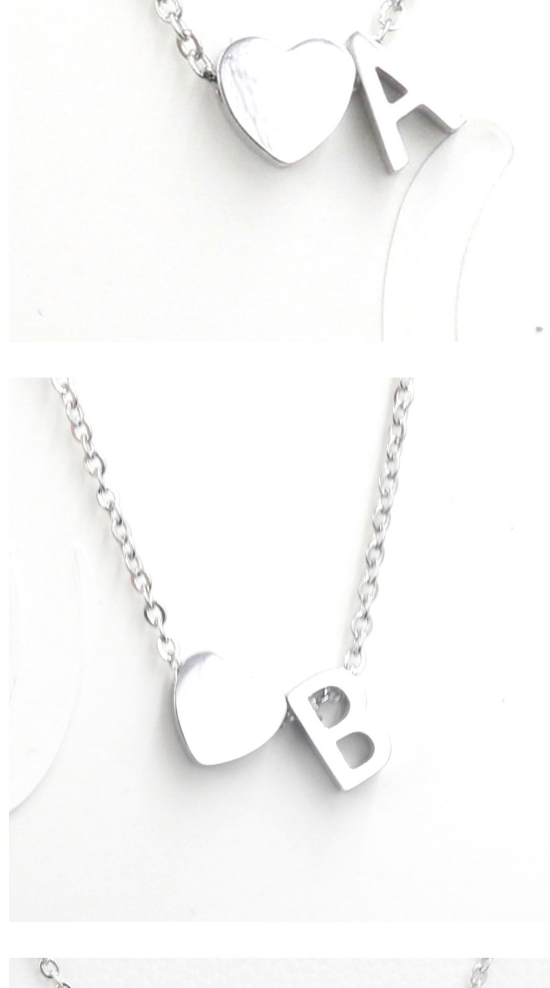 Simple Silver Color Letter M&heart Shape Decorated Necklace,Necklaces