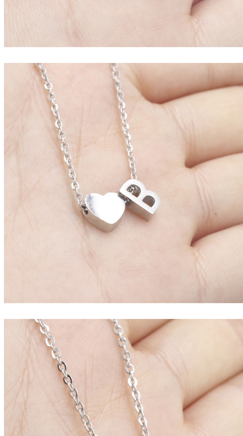 Simple Silver Color Letter A&heart Shape Decorated Necklace,Necklaces