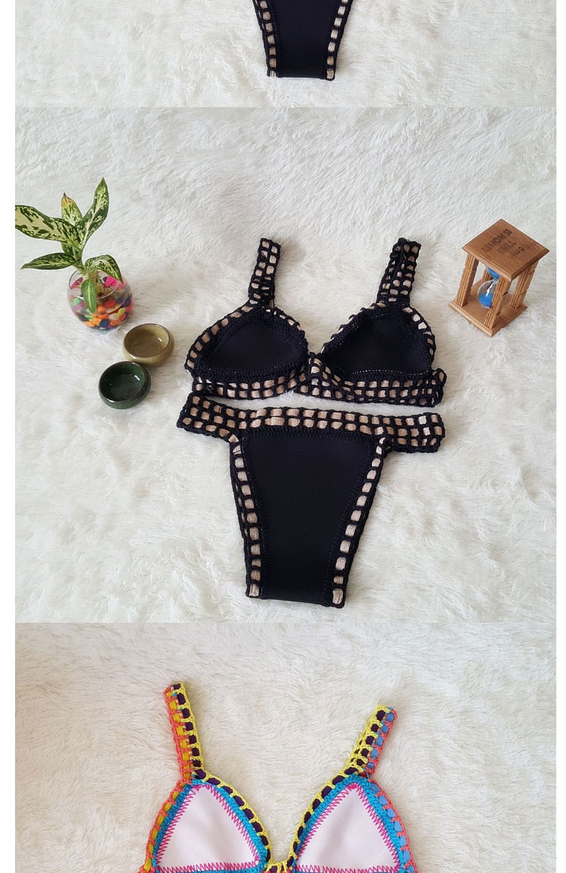 Fashion Black Pure Color Decorated Swimwear,Bikini Sets