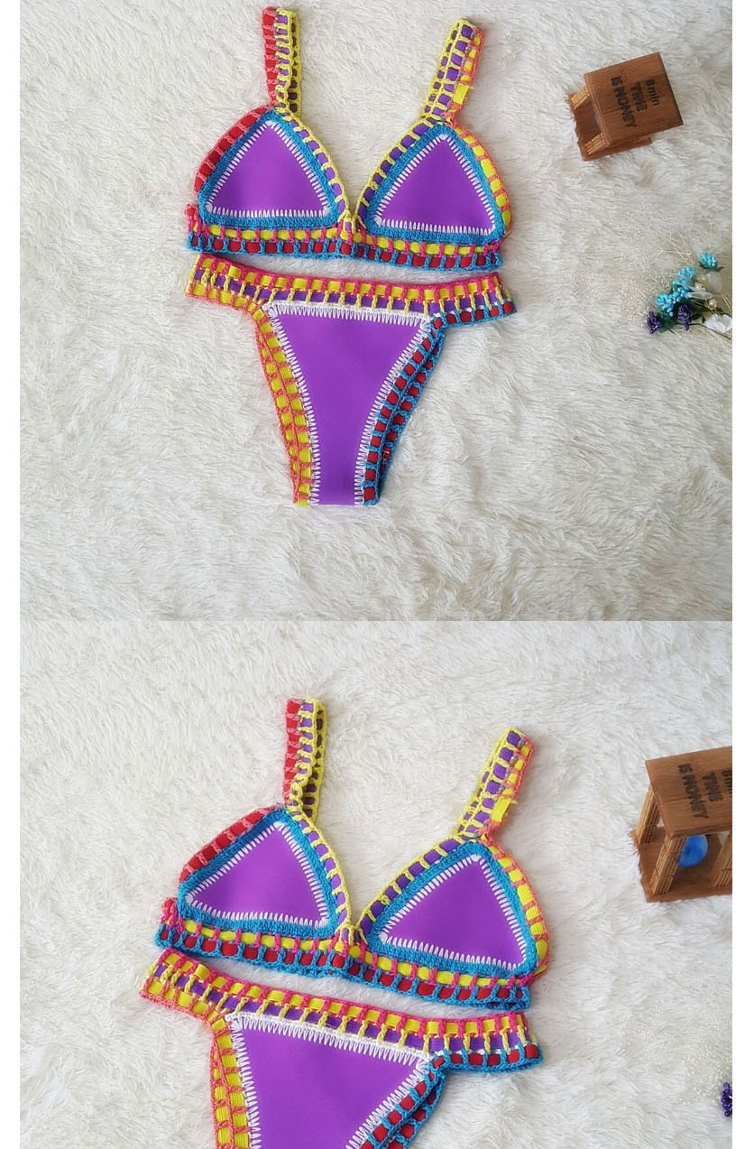 Fashion Purple Color Matching Decorated Swimwear,Bikini Sets