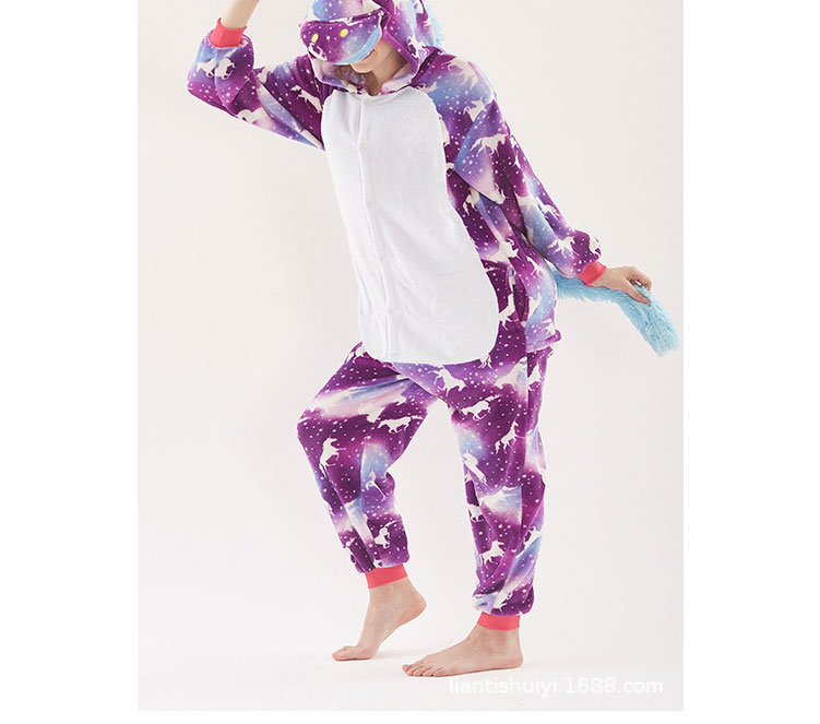 Fashion Purple Horse Pattern Decorated Unicorn Pajamas,Cartoon Pajama