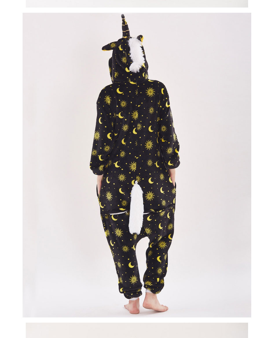 Fashion Black Moon&star Pattern Decorated Unicorn Pajamas,Cartoon Pajama