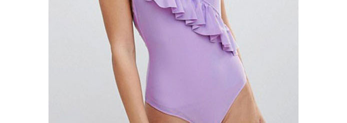 Sexy Purple V Neckline Design One-piece Bikini,One Pieces