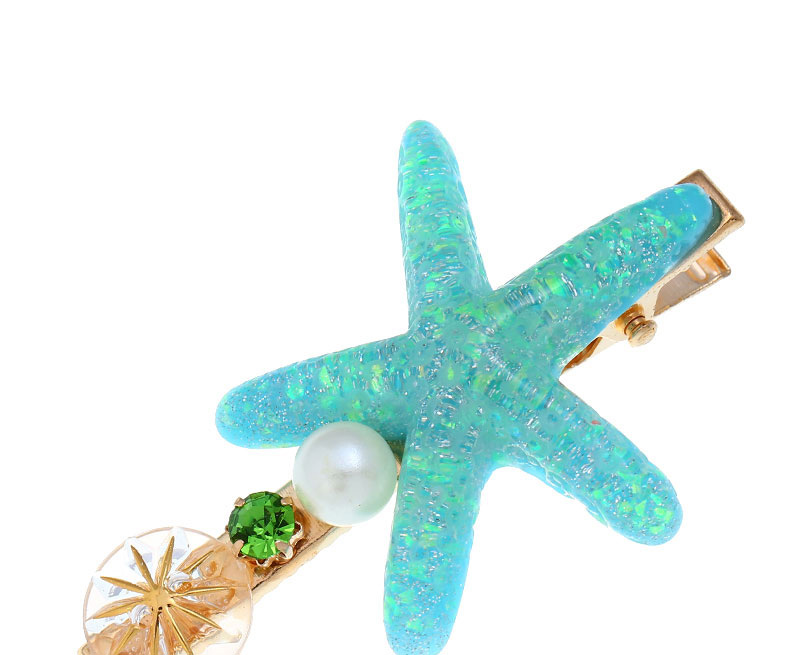Fashion White Alloy Diamond-studded Pearl Starfish Hairpin,Hairpins