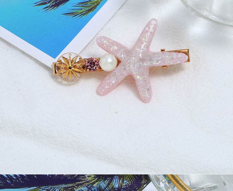 Fashion Gray Alloy Diamond-studded Pearl Starfish Hairpin,Hairpins