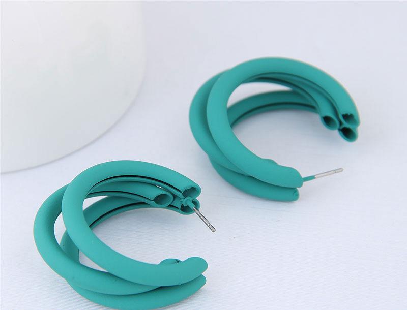Fashion Green Metal Fluorescent Half-turn Multi-layer Earrings,Hoop Earrings