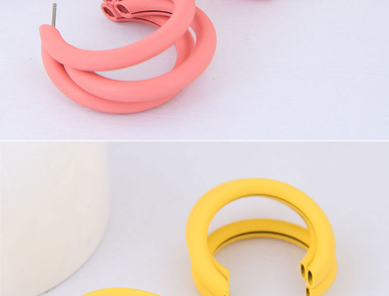 Fashion Yellow Metal Fluorescent Half-turn Multi-layer Earrings,Hoop Earrings