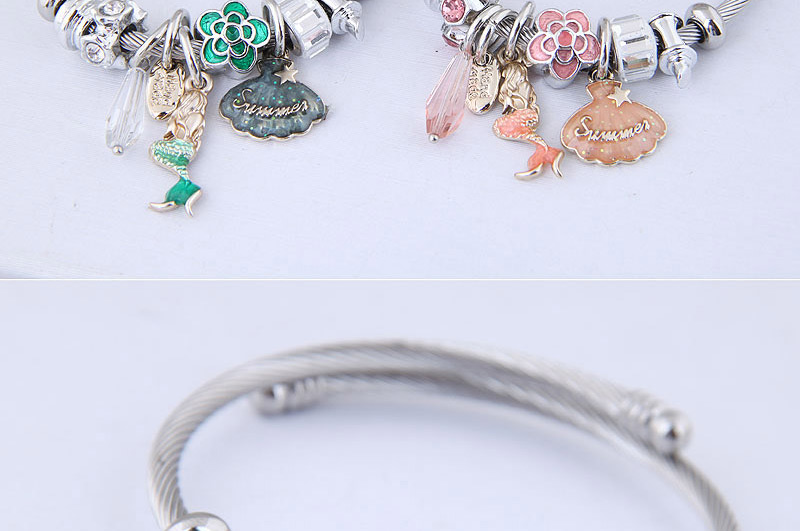 Fashion Pink Metal Shell Mermaid Bracelet,Fashion Bangles