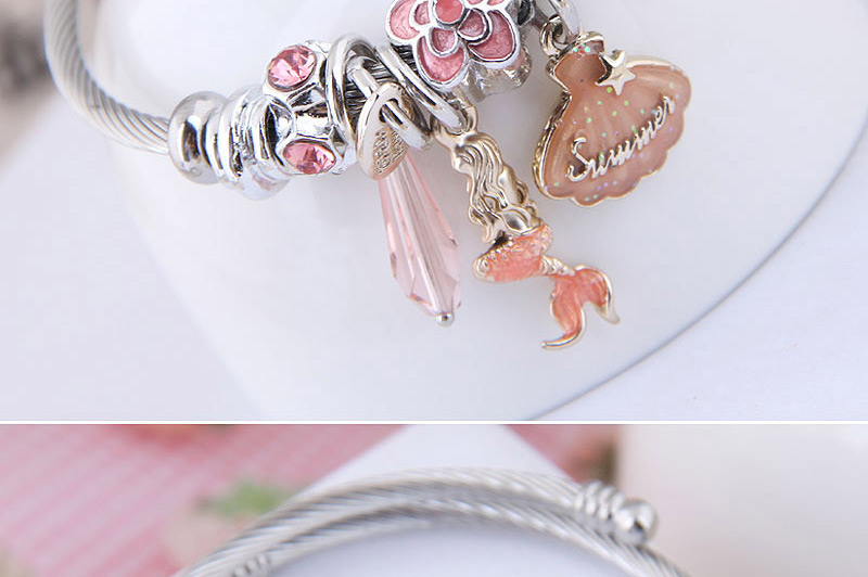 Fashion Pink Metal Shell Mermaid Bracelet,Fashion Bangles