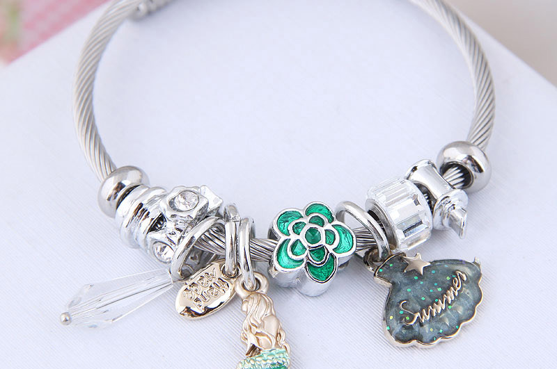 Fashion Green Metal Shell Mermaid Bracelet,Fashion Bangles