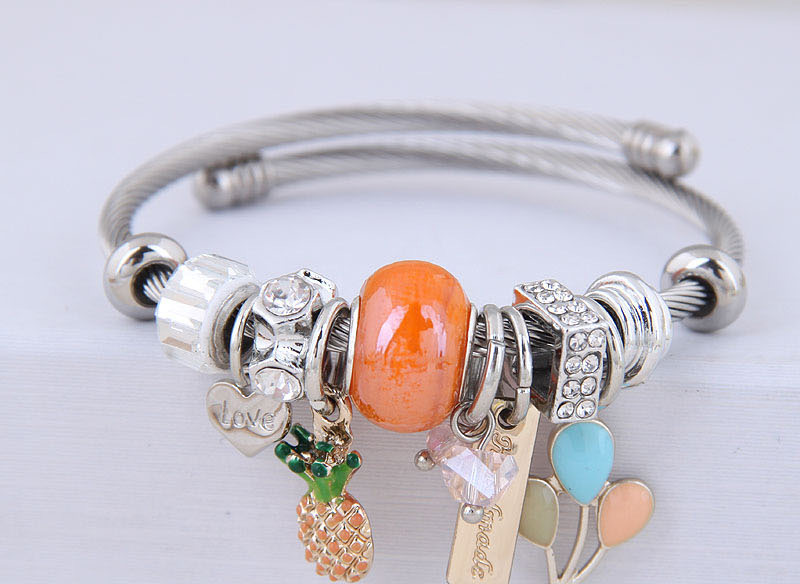 Fashion Orange Metal Fruit Pendant Bracelet,Fashion Bangles