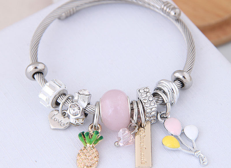 Fashion Pink Metal Fruit Pendant Bracelet,Fashion Bangles
