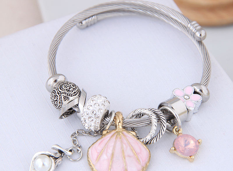 Fashion Pink Metal Shell Pendant Bracelet,Fashion Bangles