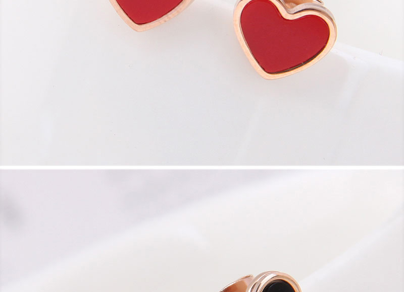Fashion Red Titanium Steel Love Earrings,Earrings
