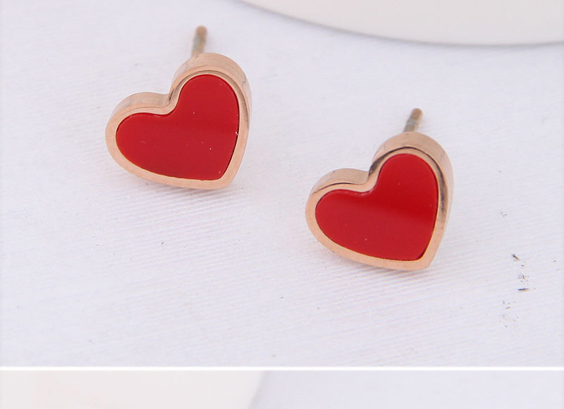 Fashion Red Titanium Steel Love Earrings,Earrings
