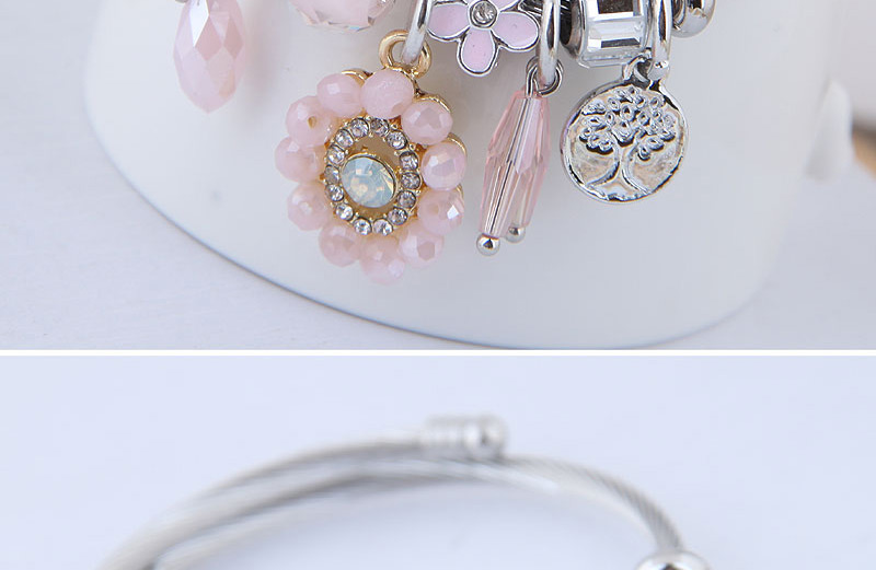 Fashion Pink Metal Pendant Multi-element Bracelet,Fashion Bangles