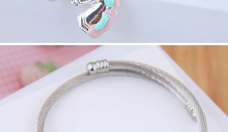 Fashion Pink Metal Horse Pendant Multi-element Bracelet,Fashion Bangles