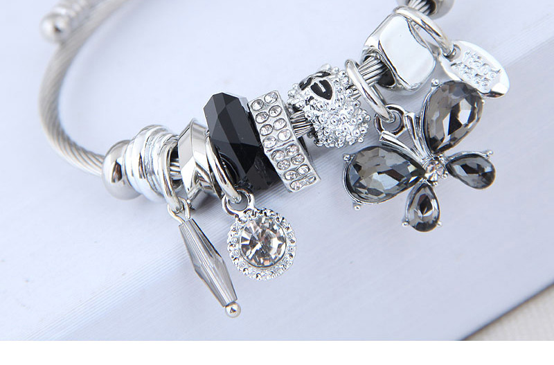 Fashion Gray Metal Butterfly Pendant Multi-element Bracelet,Fashion Bangles