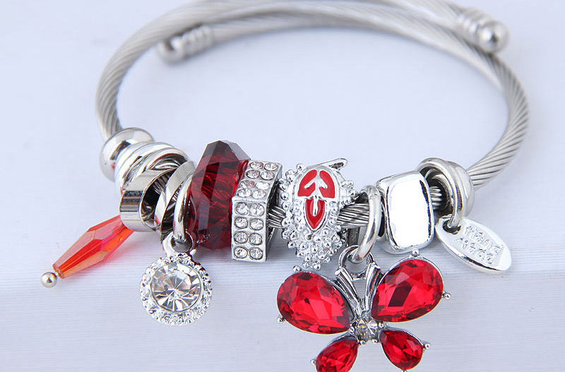 Fashion Red Metal Butterfly Pendant Multi-element Bracelet,Fashion Bangles