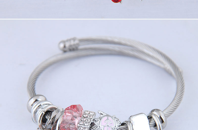 Fashion Pink Metal Butterfly Pendant Multi-element Bracelet,Fashion Bangles