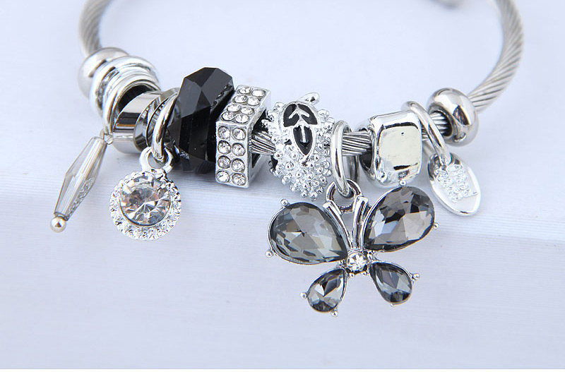 Fashion Gray Metal Butterfly Pendant Multi-element Bracelet,Fashion Bangles