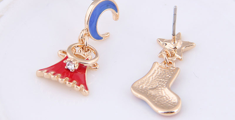 Fashion Red Xingyue Christmas Bell Christmas Boots Asymmetric Stud Earrings,Stud Earrings