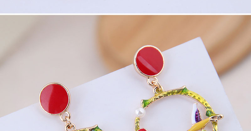 Fashion Red Contrast Color Magenta Earrings,Stud Earrings
