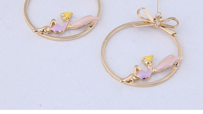 Fashion Pink Angel Asymmetrical Earrings,Drop Earrings