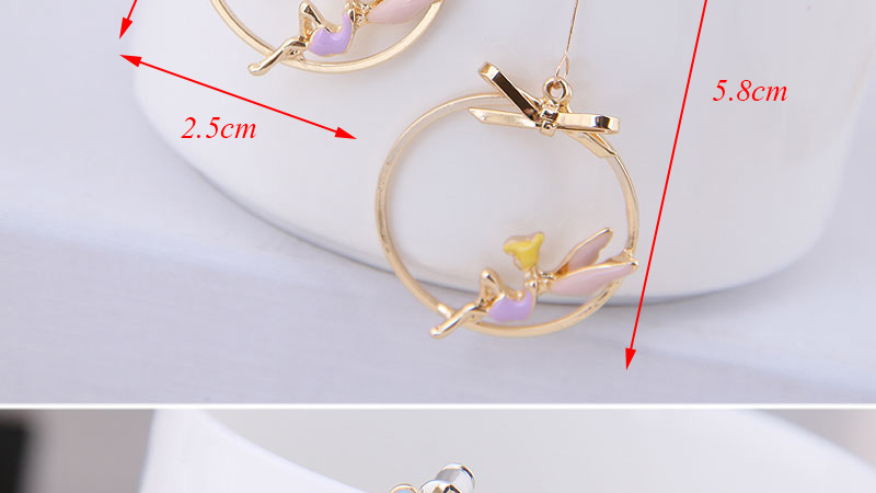 Fashion Pink Angel Asymmetrical Earrings,Drop Earrings