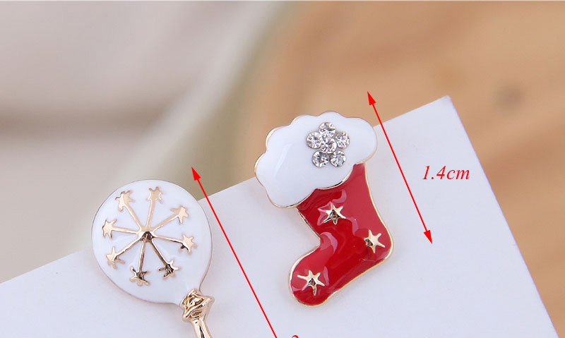 Fashion White Christmas Hot Air Balloon Christmas Boots Asymmetric Stud Earrings,Stud Earrings
