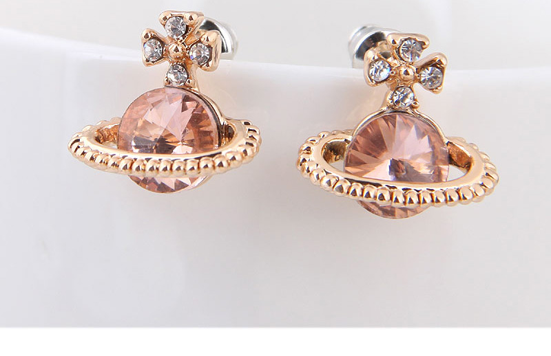 Fashion Pink Saturn Stud Earrings,Stud Earrings
