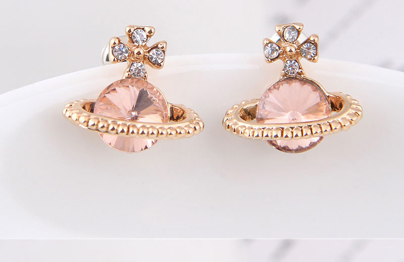 Fashion Pink Saturn Stud Earrings,Stud Earrings