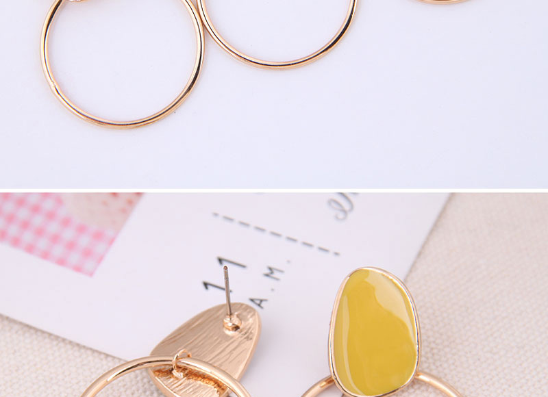 Fashion Yellow Drip Metal Ring Earrings,Drop Earrings