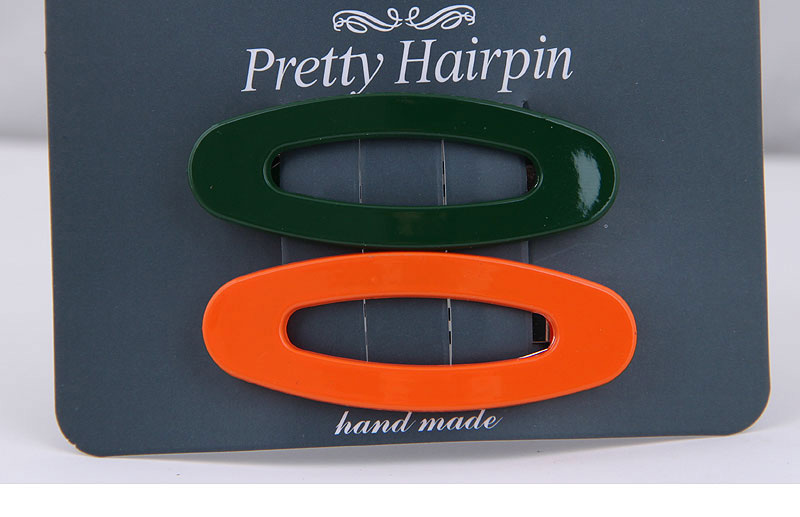 Fashion Orange + Dark Green Elliptical Two-color Hairpin,Hairpins