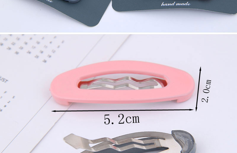 Fashion Pink + Gray Elliptical Two-color Hairpin,Hairpins