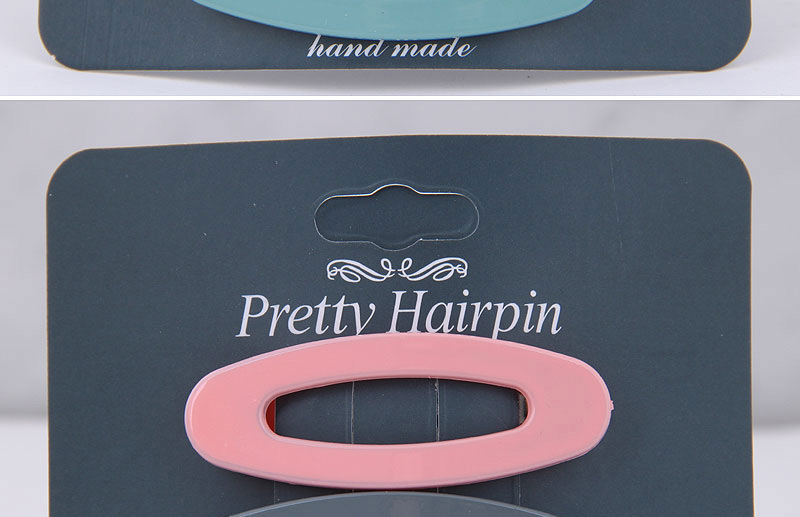 Fashion Pink + Gray Elliptical Two-color Hairpin,Hairpins