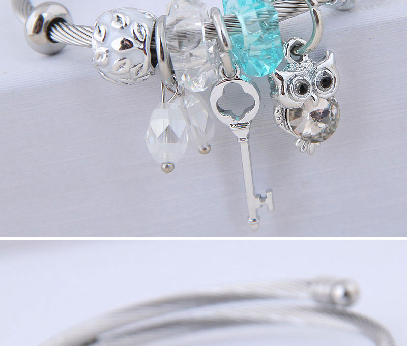 Fashion Blue Metal Key Owl Bracelet,Fashion Bangles