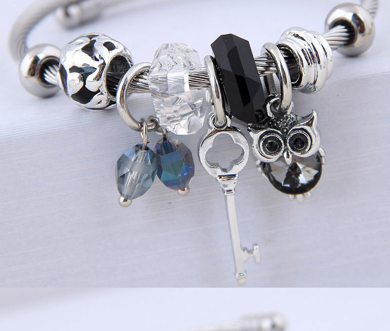 Fashion Blue Metal Key Owl Bracelet,Fashion Bangles