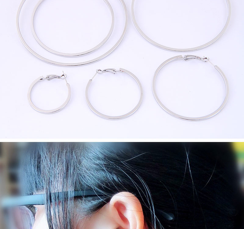 Fashion Silver 30mm Metal Glossy Earrings,Hoop Earrings