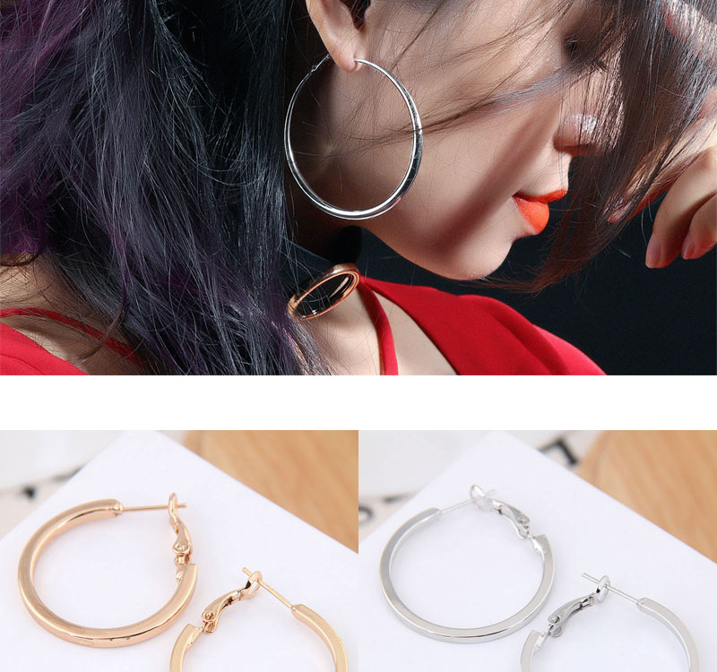 Fashion Silver 40mm Metal Glossy Earrings,Hoop Earrings