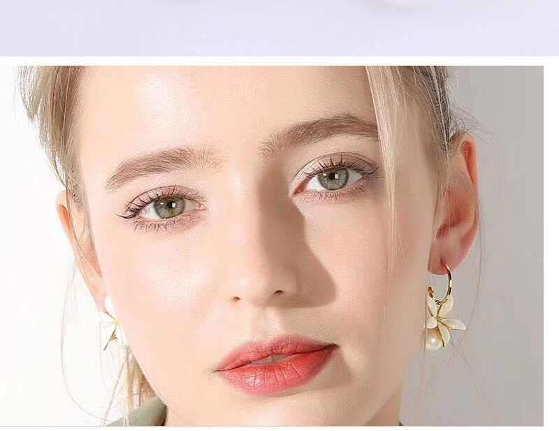 Fashion Gold  Silver Needle Flower Pearl Asymmetric Earrings,Stud Earrings