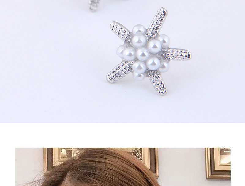 Fashion Silver (silver) Small Starfish Pearl Stud Earrings,Stud Earrings