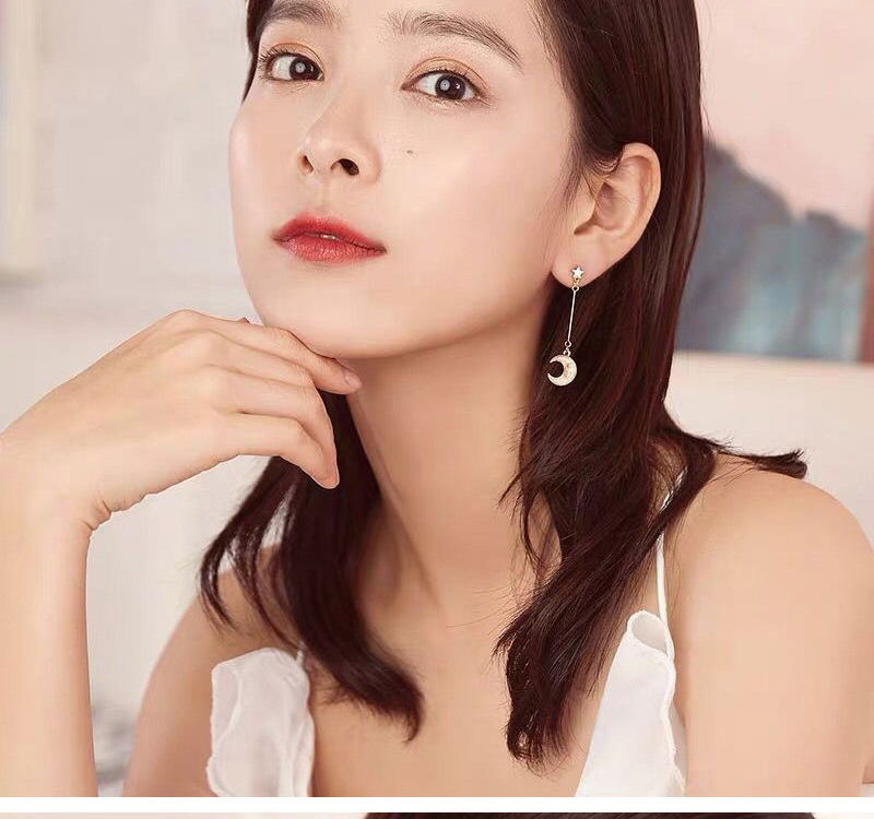 Fashion Green Xingyue Asymmetric Earrings,Drop Earrings