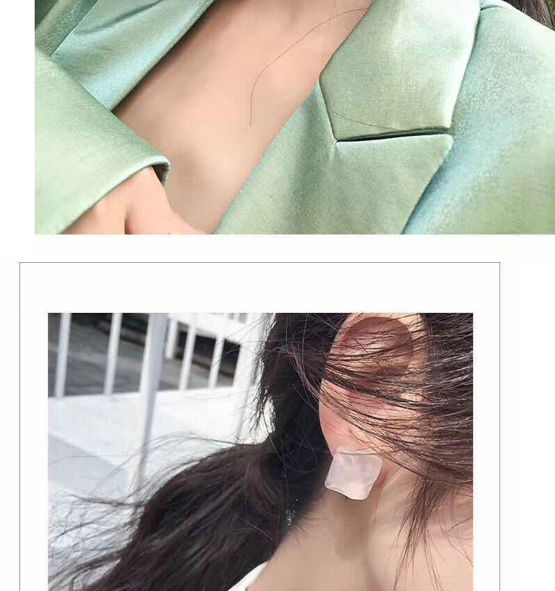 Fashion Bean Green Resin Square Earrings,Stud Earrings