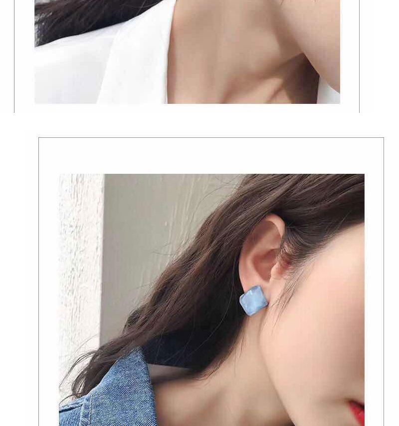 Fashion Blue Resin Square Earrings,Stud Earrings