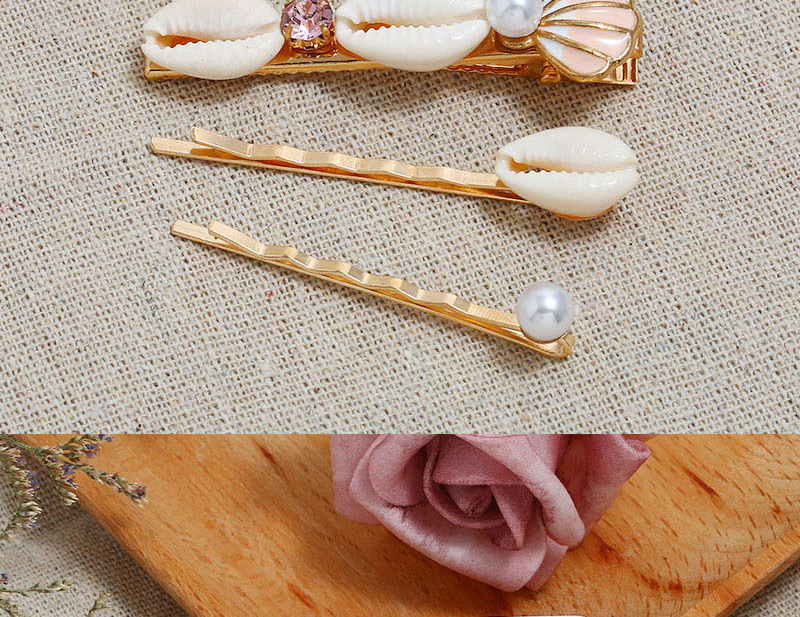 Fashion Pink Conch Sea Shell Hair Clip Two-piece,Hairpins