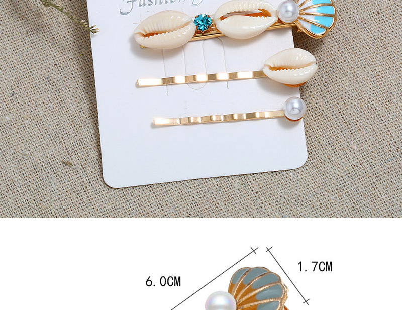 Fashion Gray Blue Conch Sea Shell Hair Clip Two-piece,Hairpins